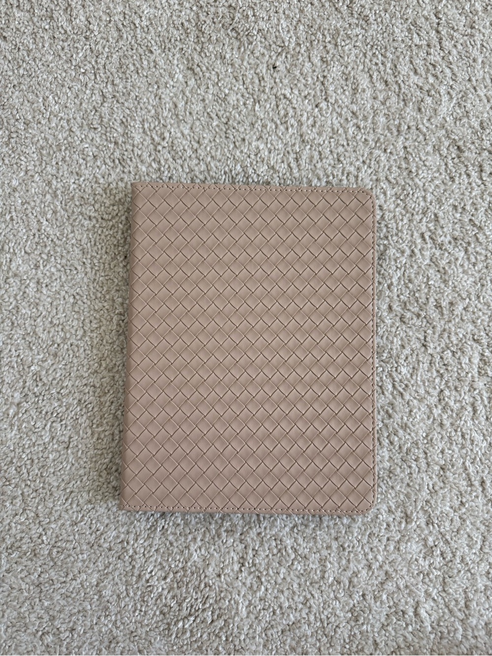 Woven Leather Milky Beige iPad Book Cover, NWT
